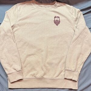 Goodfellow & Co Men's Beige Crewneck Sweater | Embroidered Maroon Logo NWT
